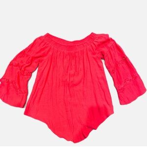 NEW DIRECTIONS- Pink Smocked Neck Boho Blouse Size Medium